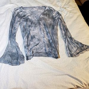 Baby Soft Sky Blue Tie Dye Bell Sleeve American Eagle Top Back to School